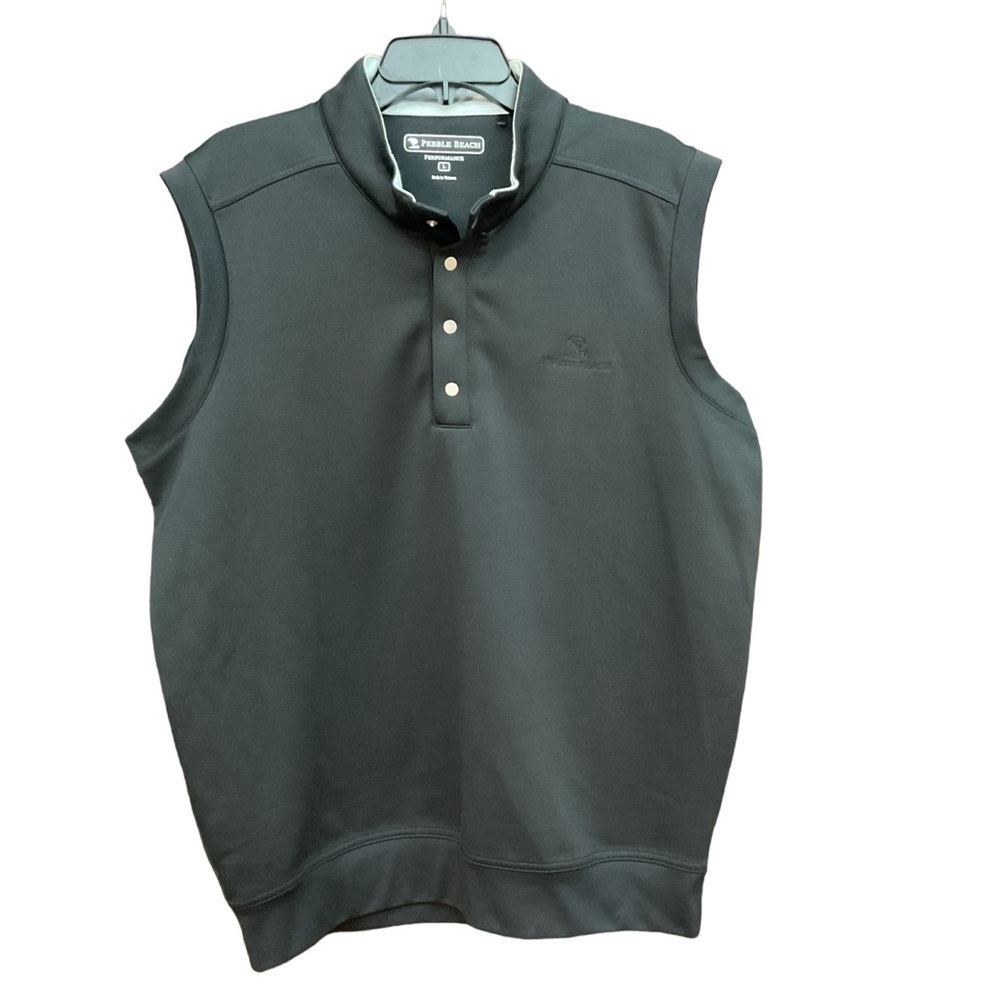 Men’s Black Pebble Beach Performance Button Pullover Vest Size Large